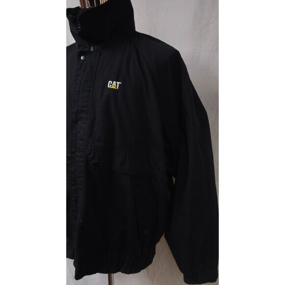 Vtg Turning Point CAT Mens XXL Black Zip Snap Caterpillar Lined Work Jacket Coat - Picture 3 of 14